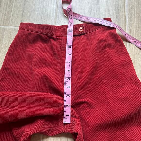 Women's Vintage Red Wide Leg Bell Bottom Flare Pants High Waist Corduroy W24 - Picture 10 of 11